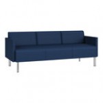 Lesro Luxe Lounge Series Patriot Plus Sea Vinyl 3-Seat Sofa with Upholstered Arms and Steel Legs Lesro Luxe Lounge Series Patriot Plus Sea Vinyl 3-Seat Sofa with Upholstered Arms and Steel Legs
