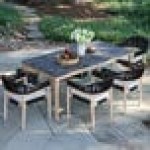 Outdoor Interiors Black Rope and Antique Wash Eucalyptus Dining Chair with Olefin Cushion