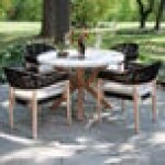 Outdoor Interiors Black Rope and Antique Wash Eucalyptus Dining Chair with Olefin Cushion