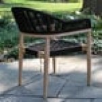 Outdoor Interiors Black Rope and Antique Wash Eucalyptus Dining Chair with Olefin Cushion