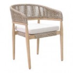 Outdoor Interiors Black Rope and Antique Wash Eucalyptus Dining Chair with Olefin Cushion