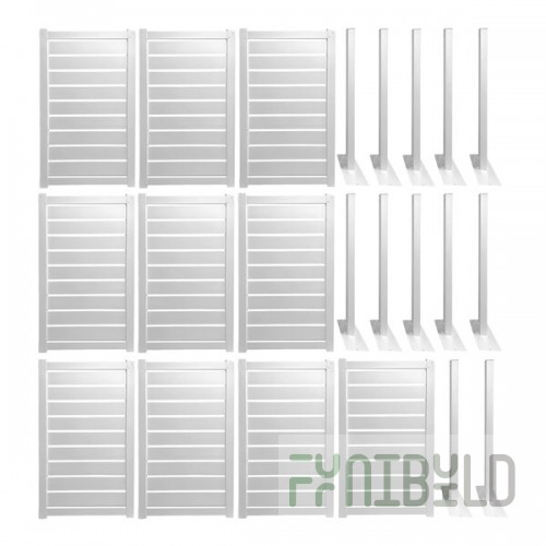 Mod-Fence Mod-Privacy 6' x 40' White Privacy Fence Kit with 10 Fence Panels and 12 Fence Posts