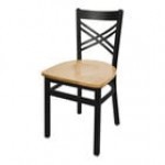 BFM Seating Akrin Sand Black Steel Side Chair with Cross Steel Back and Walnut Wooden Seat BFM Seating Akrin Sand Black Steel Side Chair with Cross Steel Back and Walnut Wooden Seat
