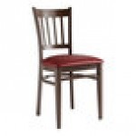 Lancaster Table & Seating Spartan Metal Slat Back Chair with Dark Walnut Wood Grain Finish and Burgundy Vinyl Seat - Assembled Lancaster Table & Seating Spartan Metal Slat Back Chair with Dark Walnut Wood Grain Finish and Burgundy Vinyl Seat - Assembled