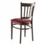 Lancaster Table & Seating Spartan Metal Slat Back Chair with Dark Walnut Wood Grain Finish and Burgundy Vinyl Seat - Assembled Lancaster Table & Seating Spartan Metal Slat Back Chair with Dark Walnut Wood Grain Finish and Burgundy Vinyl Seat - Assembled