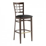 Lancaster Table & Seating Spartan Metal Slat Back Chair with Dark Walnut Wood Grain Finish and Burgundy Vinyl Seat - Assembled Lancaster Table & Seating Spartan Metal Slat Back Chair with Dark Walnut Wood Grain Finish and Burgundy Vinyl Seat - Assembled