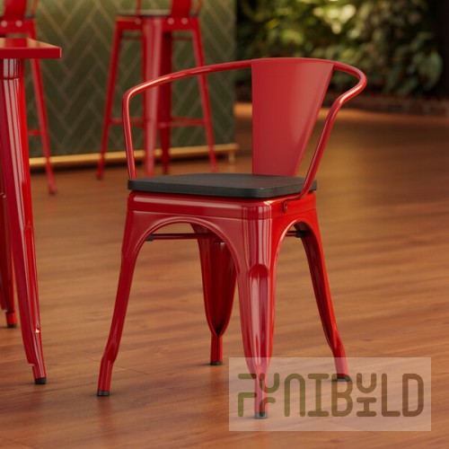 Lancaster Table & Seating Alloy Ruby Red Indoor Arm Chair with Black Wood Seat