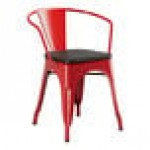 Lancaster Table & Seating Alloy Ruby Red Indoor Arm Chair with Black Wood Seat Lancaster Table & Seating Alloy Ruby Red Indoor Arm Chair with Black Wood Seat