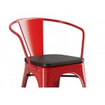 Lancaster Table & Seating Alloy Ruby Red Indoor Arm Chair with Black Wood Seat Lancaster Table & Seating Alloy Ruby Red Indoor Arm Chair with Black Wood Seat