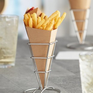 Carnival King 10 oz. Kraft Square Cardboard Fry Cone - 100/Pack