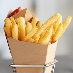 Carnival King 10 oz. Kraft Square Cardboard Fry Cone - 100/Pack Carnival King 10 oz. Kraft Square Cardboard Fry Cone - 100/Pack