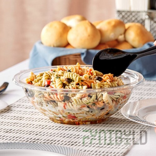 Visions 64 oz. Clear PET Plastic Round Catering / Serving Bowl - 5/Pack