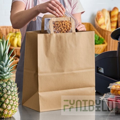 Choice 1/7 70 lb. Heavy-Duty Natural Kraft Paper Barrel Sack with Flat Handles - 300/Case