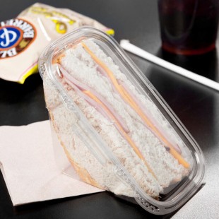 Placon Tamper Evident Tamper Resistant Recycled PET Sandwich Wedge Container - 200/Case Placon Tamper Evident Tamper Resistant Recycled PET Sandwich Wedge Container - 200/Case