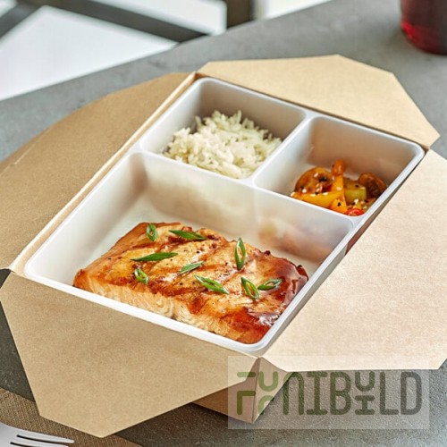 3-Compartment Polypropylene Food Holder Insert - 250/Case