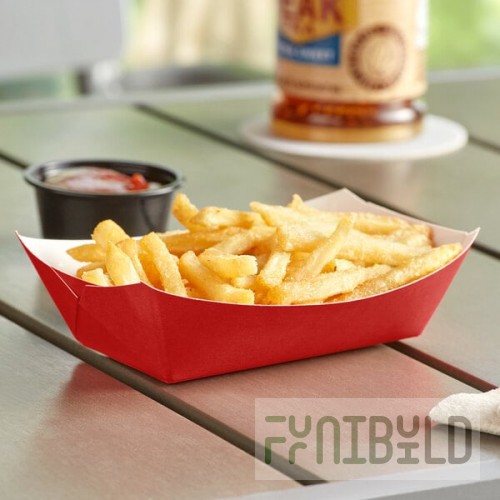#100 1 lb. Solid Red Paper Food Tray - 1,000/Case