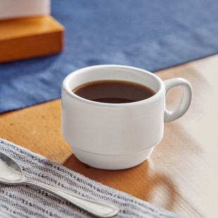 Acopa 3 oz. Stackable Rolled Edge Bright White Stoneware Espresso Cup - Sample