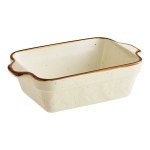 Acopa Keystone 15 oz. Vanilla Bean Porcelain Rectangular Baker / Casserole Dish - 16/Case