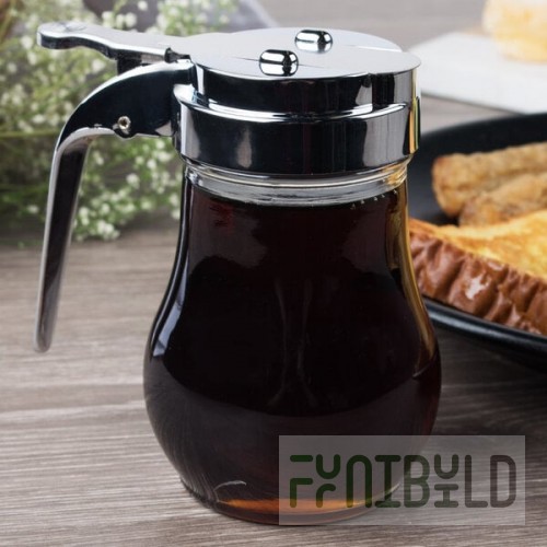 TableCraft 406CP 6 oz. Glass Teardrop Syrup Dispenser with Chrome-Plated ABS Top - 12/Pack