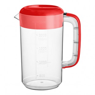 Choice 80 oz. Polypropylene Beverage Pitcher with Red Lid and Handle - 12/Case