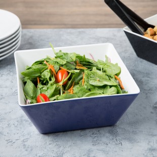 Vollrath V2220330 3.5 Qt. Blue / White Large Square Melamine Bowl