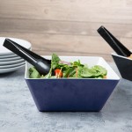 Vollrath V2220330 3.5 Qt. Blue / White Large Square Melamine Bowl