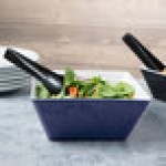 Vollrath V2220330 3.5 Qt. Blue / White Large Square Melamine Bowl