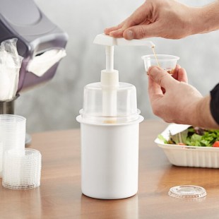 Steril-Sil 30 oz. White Condiment Dispenser Kit with 1 oz. Pump and Dome Top Lid