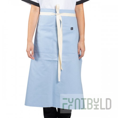 Uncommon Chef 3119 Sky Blue Customizable 100% Cotton Canvas Marvel Bistro Apron with Natural Webbing and 1 Pocket - 33