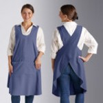 Acopa Ashville Steel Linen Smock Bib Apron with 2 Pockets - Small / Medium