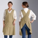 Acopa Ashville Steel Linen Smock Bib Apron with 2 Pockets - Small / Medium