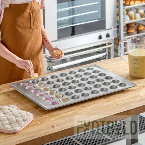 Baker's Lane 48 Cup 2.1 oz. Glazed Aluminized Steel Mini Muffin / Cupcake Pan - 26