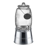 Acopa 2.5 Gallon Barrel Glass Beverage Dispenser with Chalkboard Sign and Metal Stand