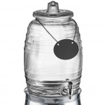 Acopa 2.5 Gallon Barrel Glass Beverage Dispenser with Chalkboard Sign and Metal Stand