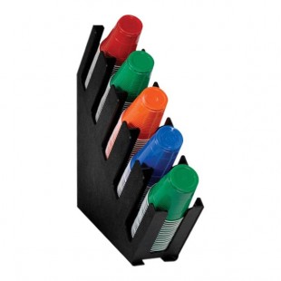 Dispense-Rite Black Polystyrene 5-Section Countertop Cup and Lid Organizer LID-5BT