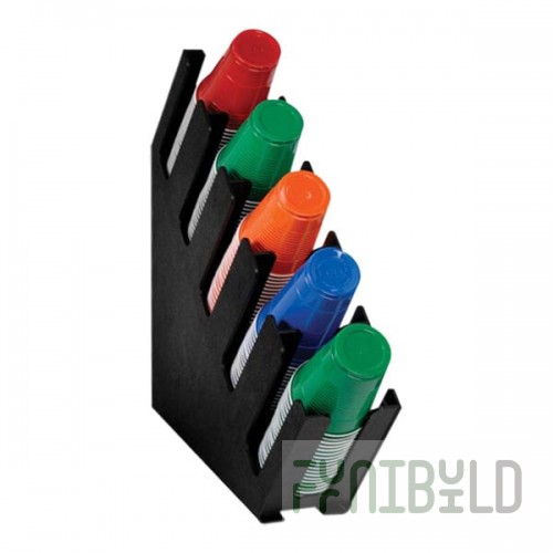 Dispense-Rite Black Polystyrene 5-Section Countertop Cup and Lid Organizer LID-5BT