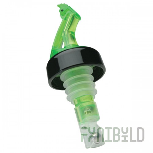 Precision Pours 114 SG C/F 1.25 oz. Shamrock Green Measured Liquor Pourer with Collar and Fliptop - 12/Pack
