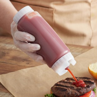 FIFO Innovations 12 oz. Clear Double Wide-Mouth Squeeze Bottle with Thick Dispensing Valve - 12/Case