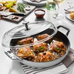 Staub 3.5 Qt. White Enameled Cast Iron Brazier with Glass Lid 1003545 Staub 3.5 Qt. White Enameled Cast Iron Brazier with Glass Lid 1003545