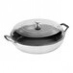 Staub 3.5 Qt. White Enameled Cast Iron Brazier with Glass Lid 1003545 Staub 3.5 Qt. White Enameled Cast Iron Brazier with Glass Lid 1003545
