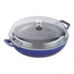 Staub 3.5 Qt. White Enameled Cast Iron Brazier with Glass Lid 1003545 Staub 3.5 Qt. White Enameled Cast Iron Brazier with Glass Lid 1003545