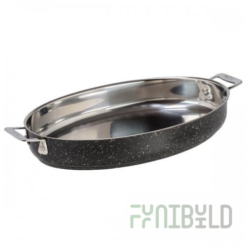 Bon Chef 60018GALAXY Cucina 4 Qt. Galaxy Stainless Steel Oval Au Gratin Dish