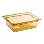 Carlisle 30861HH13 StorPlus 1/3 Size Amber High Heat Plastic Food Pan with (2) Handles - 4 Carlisle 30861HH13 StorPlus 1/3 Size Amber High Heat Plastic Food Pan with (2) Handles - 4