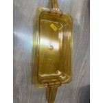 Carlisle 30861HH13 StorPlus 1/3 Size Amber High Heat Plastic Food Pan with (2) Handles - 4 Carlisle 30861HH13 StorPlus 1/3 Size Amber High Heat Plastic Food Pan with (2) Handles - 4