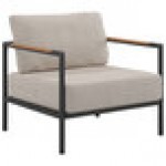 Flash Furniture Indoor / Outdoor Teak Accented Beige Patio Chair Flash Furniture Indoor / Outdoor Teak Accented Beige Patio Chair