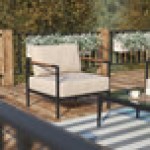 Flash Furniture Indoor / Outdoor Teak Accented Beige Patio Chair Flash Furniture Indoor / Outdoor Teak Accented Beige Patio Chair