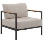 Flash Furniture Indoor / Outdoor Teak Accented Beige Patio Chair Flash Furniture Indoor / Outdoor Teak Accented Beige Patio Chair