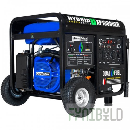 DuroMax XP13000EH Portable 500 CC Dual Fuel Powered Gasoline / Propane Generator with Electric / Recoil Start and Wheel Kit - 13,000W, 120/240V