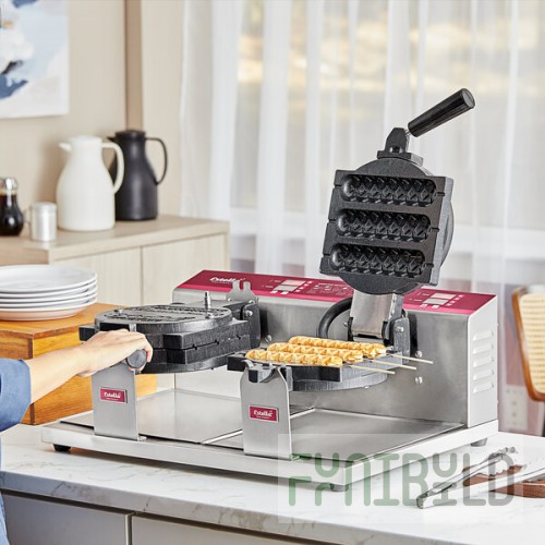 Estella WBMX2A Double Belgian Waffle Maker with Waffle on a Stick Plate - 120V, 1,820W