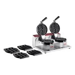 Estella WBMX2A Double Belgian Waffle Maker with Waffle on a Stick Plate - 120V, 1,820W